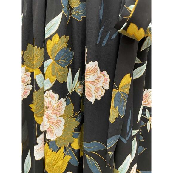 Baltic Born XXXL Black Floral Kimono Wrap Maxi Dress Belted V-Neck Polyester - Picture 10 of 12
